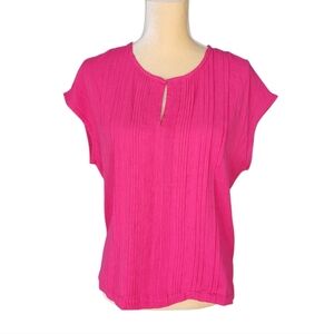 MODERN WORKS sz M Pink sleeveless Pleated Top Blouse career Capsule